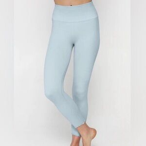 Spiritual Gangster Love Sculpt 7/8 Ruffle Leggings; Pastel Blue; Size M/L